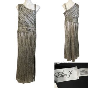 Eliza J Shimmering Black and Silver Maxi Dress